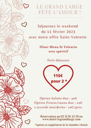 Réservez votre chambre et l'offre Séjour gourmand pour la St Valentin 2023 directement en ligne
