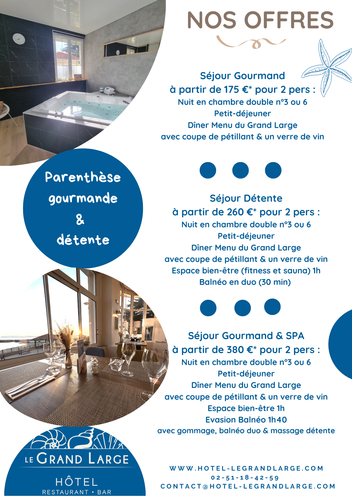 Séjour , package , demi-pension , Menu Plaisir, journée bien-être