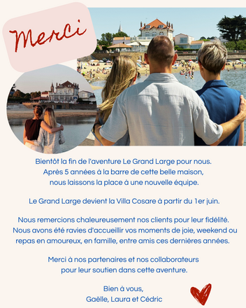 Bientôt la fin de l'aventure Le Grand Large pour nous.